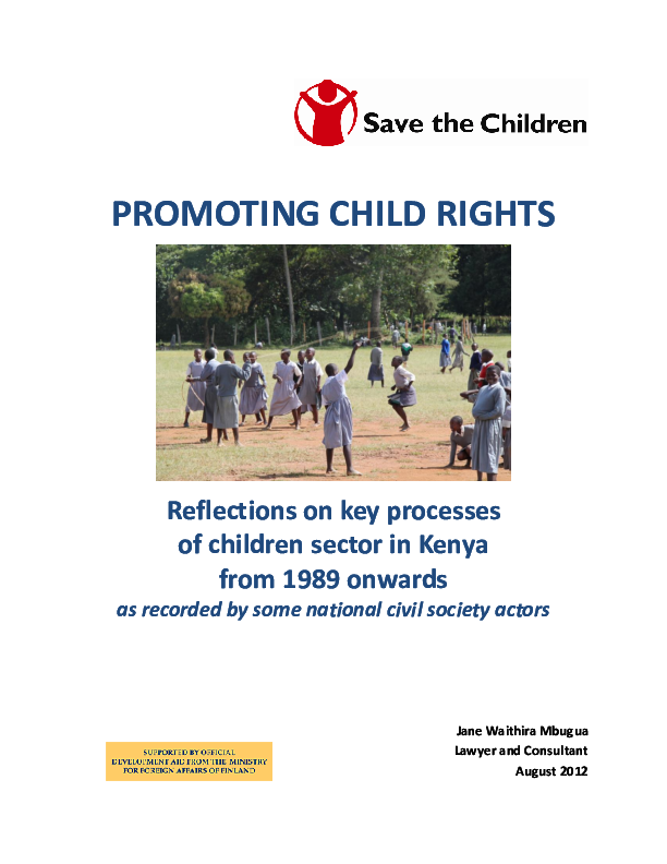 Reflections On Key Processes Of Children Sector In Kenya From 1989 ...